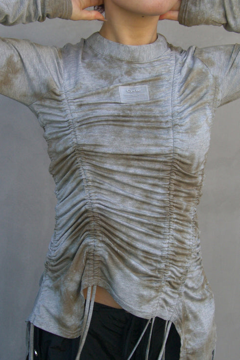 RUCHED ECLIPSE DYE TOP -GRAY MIX-